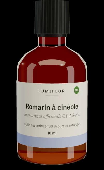 Flacon ambré Lumiflor de romarin à cinéole
